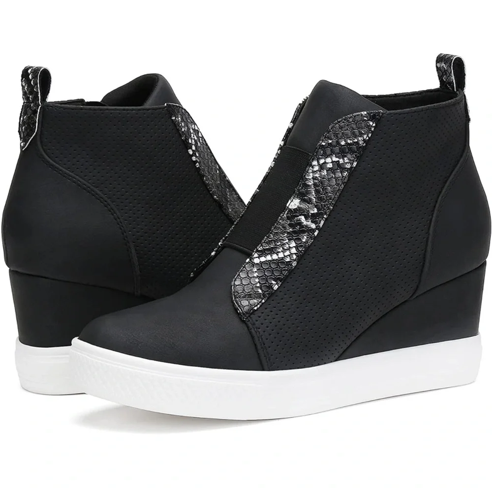 Katliu Animal Print Platform Wedge Sneakers - Picture 1 of 10